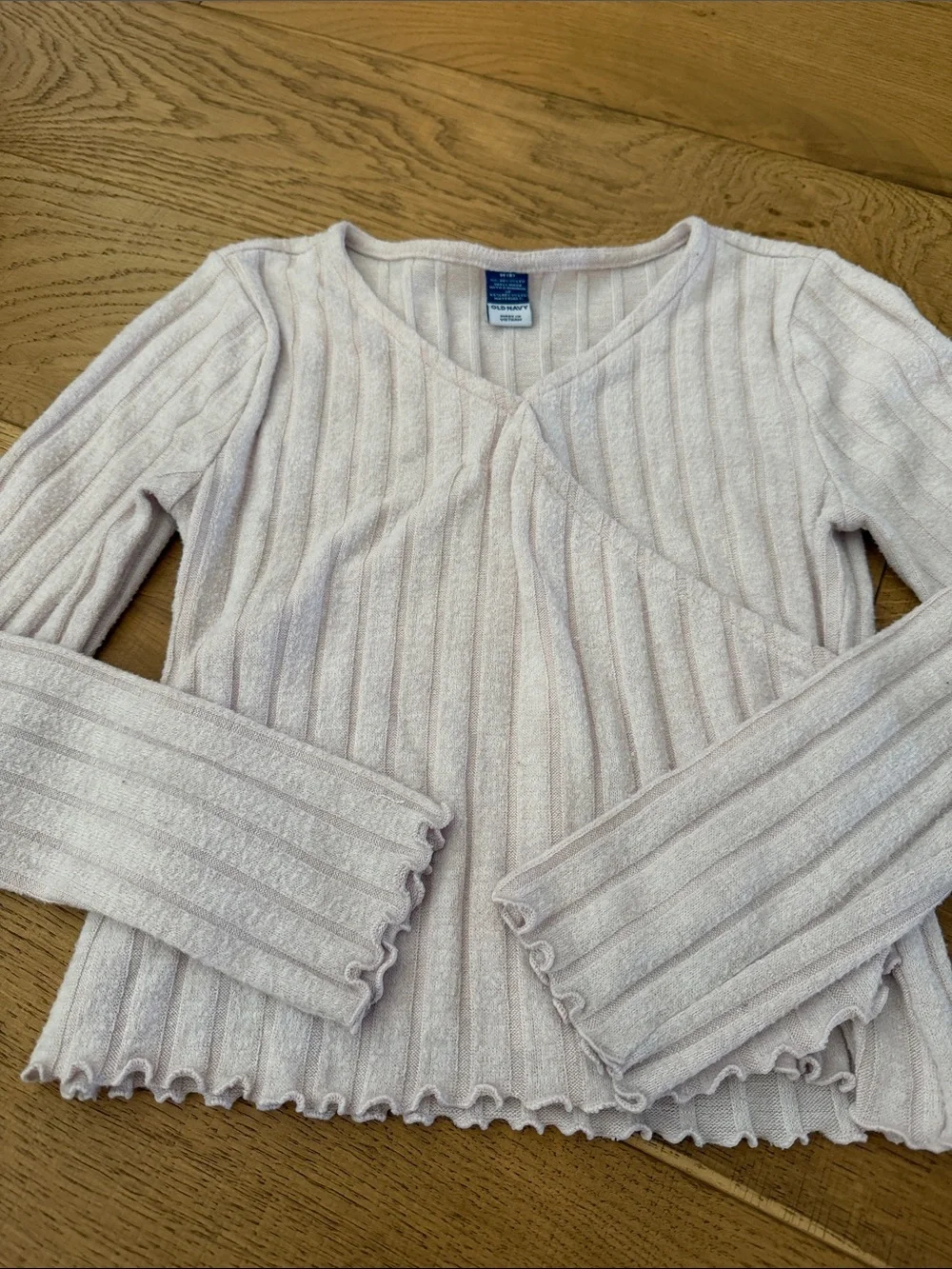 Old Navy Ribbed V-Neck Wrap Sweaters in Pale Pink & Light Blue